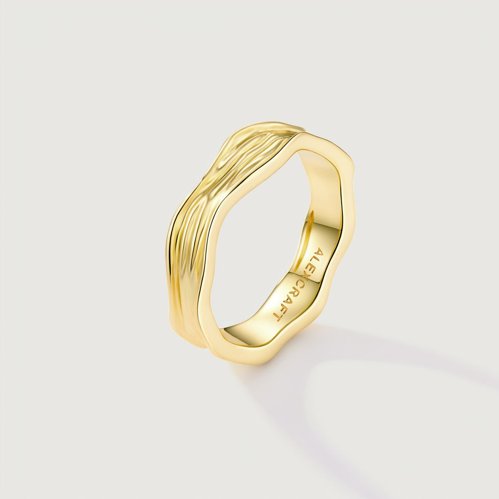 Flowline Wide Textured Band Ring