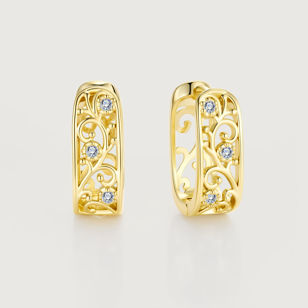 Linework U-Shaped Scroll Huggie Hoop Earrings