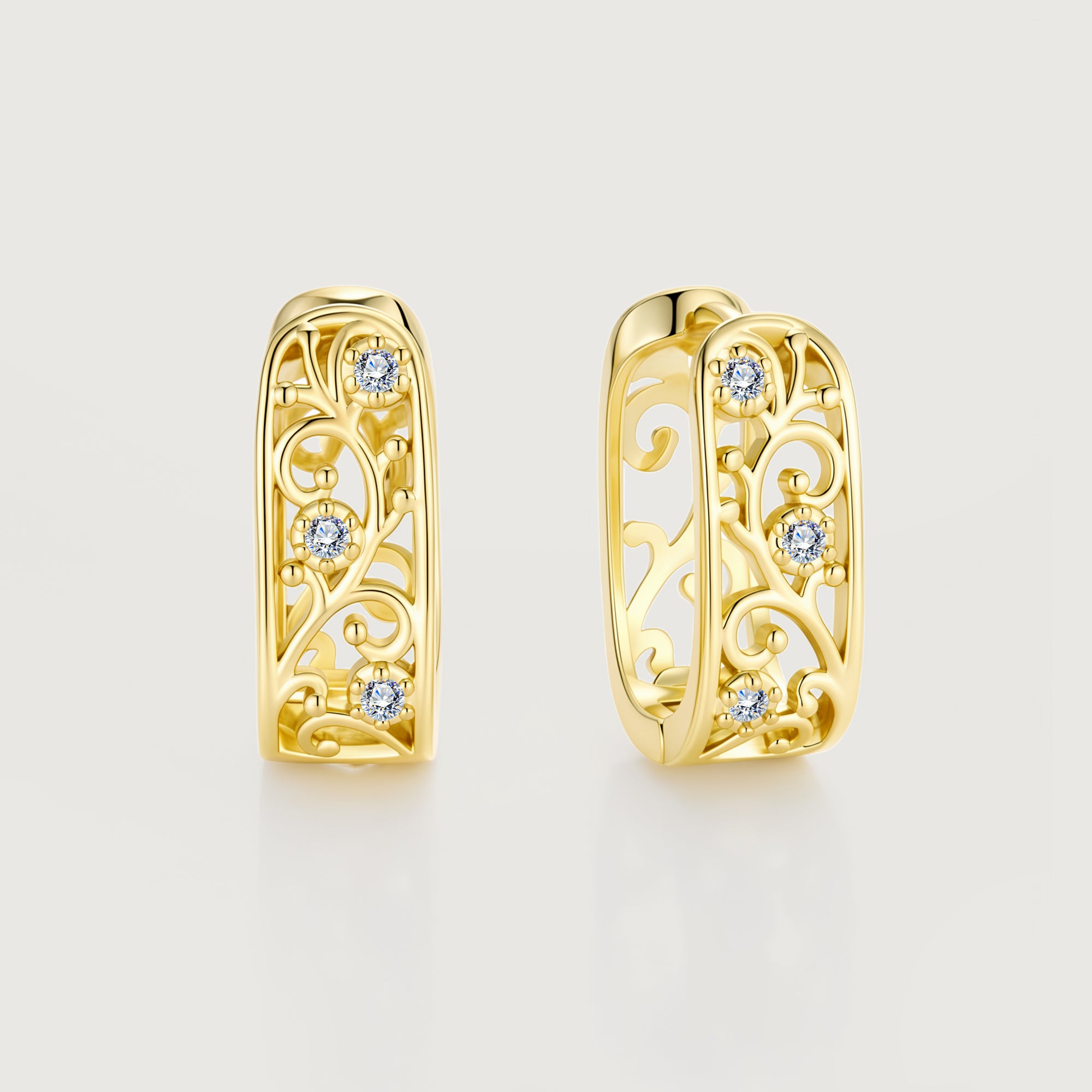 Linework U-Shaped Scroll Huggie Hoop Earrings