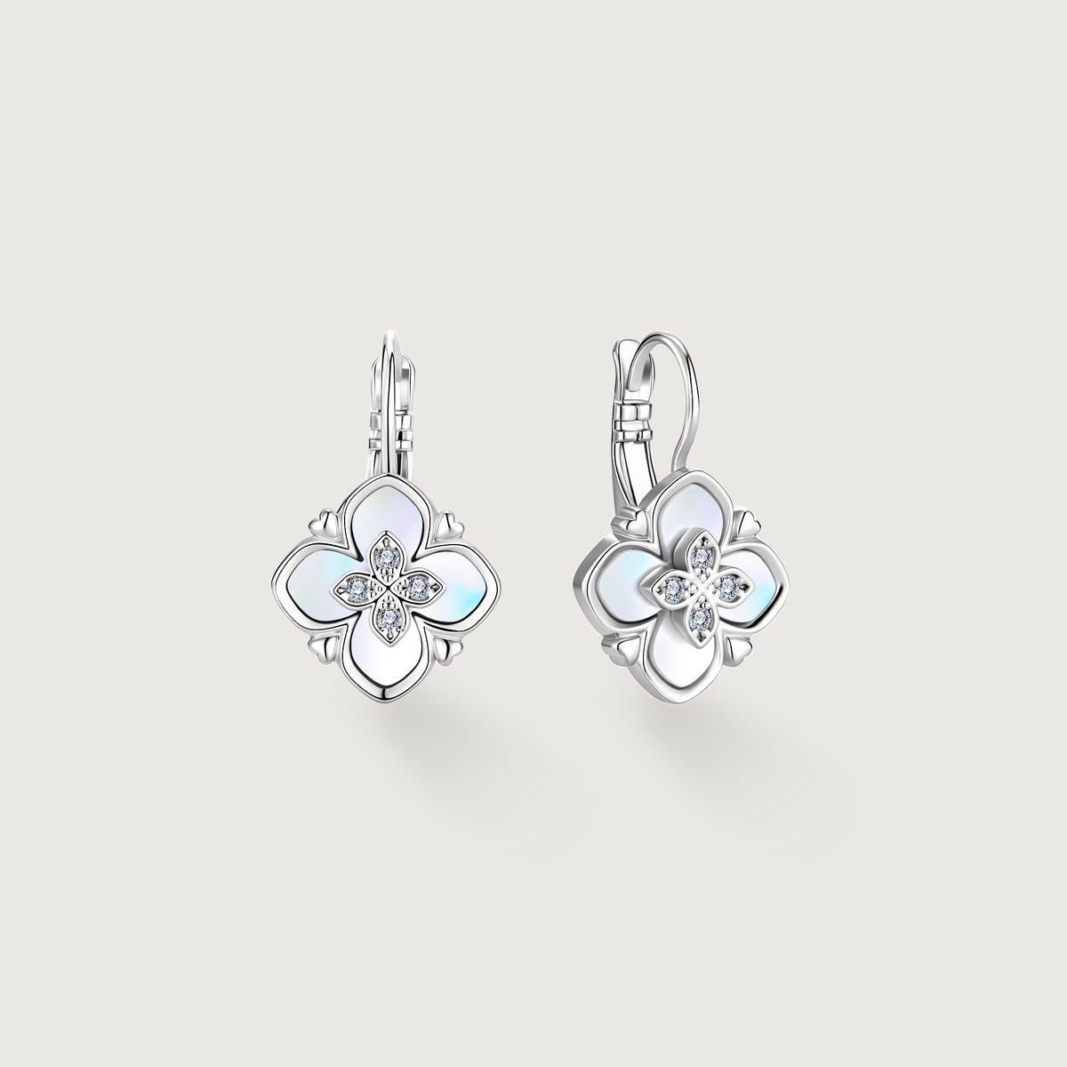 Shellstar Mother-of-Pearl Clover Star Drop Earrings ALE0038