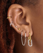 Two Tone Drop Link Hoop Earring