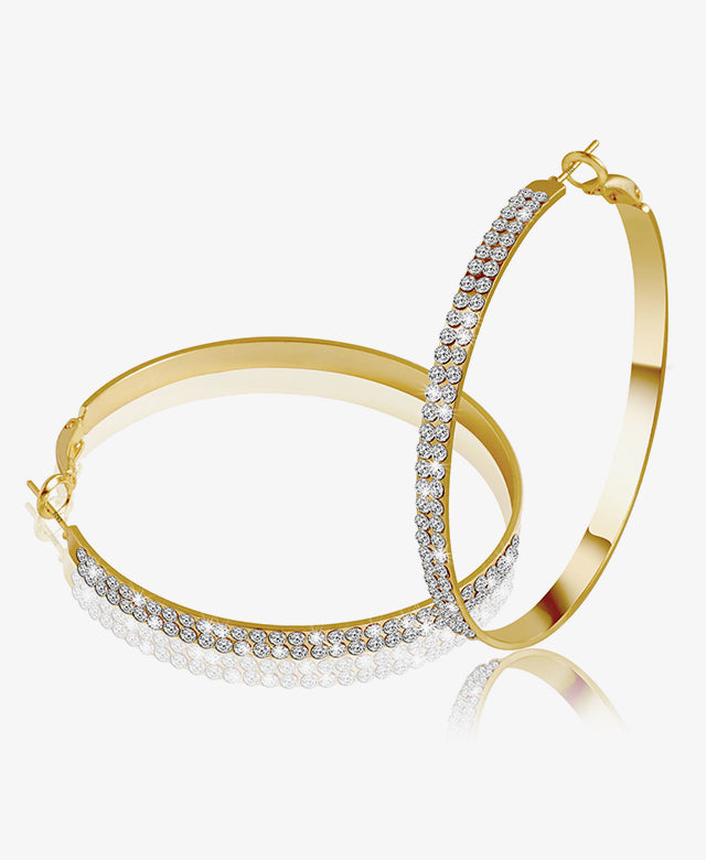 Large Diamond-inland Round Hoops