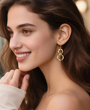 Double Open Circle Drop Earrings
