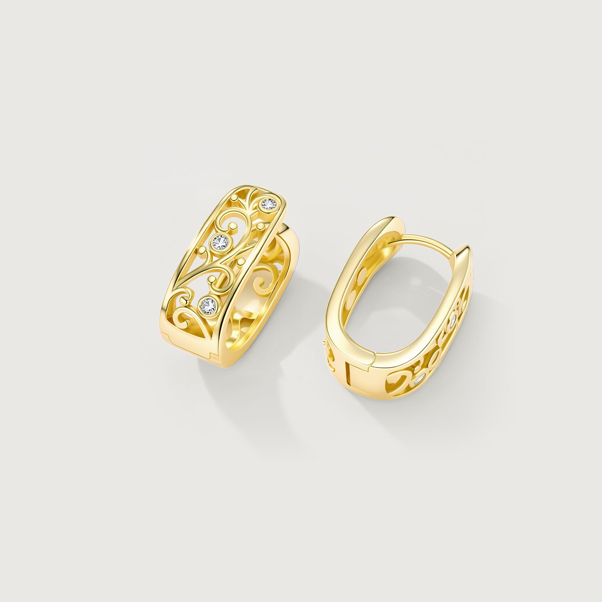 Linework U-Shaped Scroll Huggie Hoop Earrings