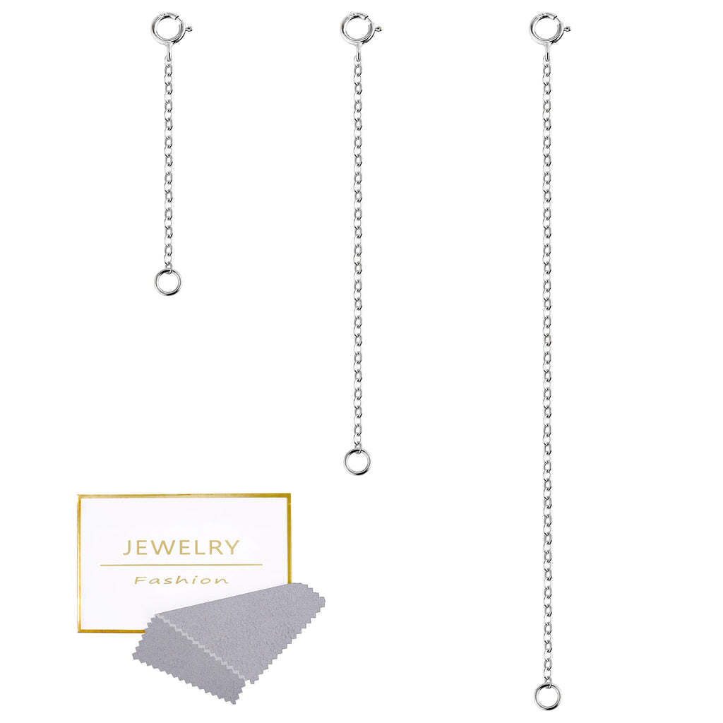 Silver Necklace Extender Chain Set - 2, 4 & 6 Inch