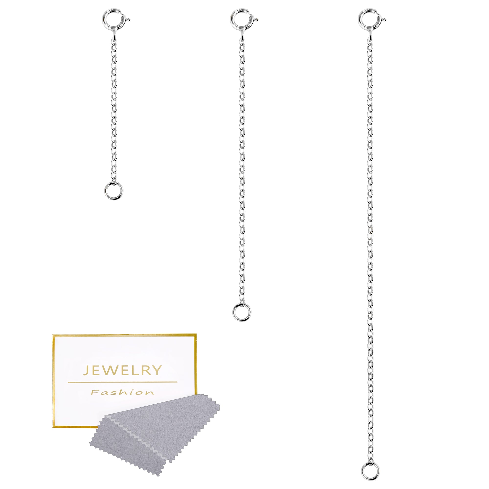 Silver Necklace Extender Chain Set - 2, 4 & 6 Inch
