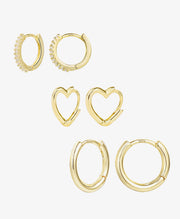 3 Pairs Small Huggie Hoop Earrings Set