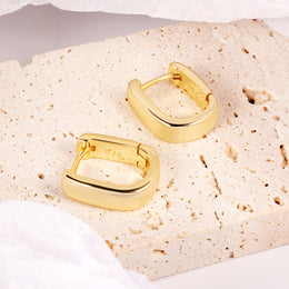 Alexcraft Chunky Huggie Earrings for Women 14K Gold Plated Small Square Trendy Hypoallergenic Sterling Silver Chunky Geometric Minimalist Hoops for Women Gift for Mom