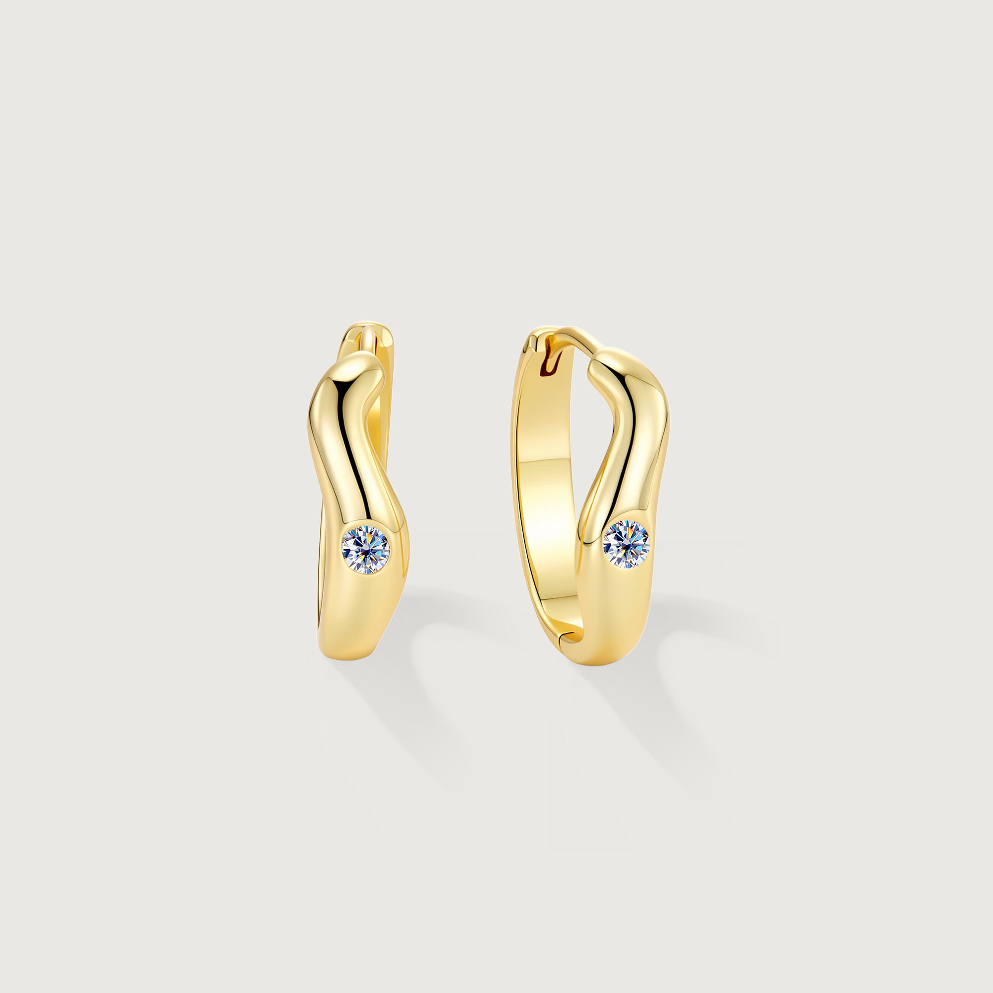 Flowline Bezel Moissanite Fluid Hoop Earrings