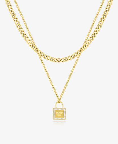 Gold Lock Layering Necklace