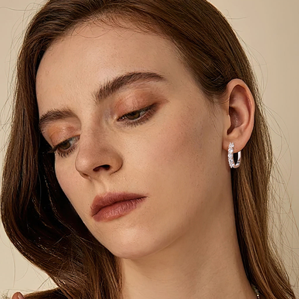 5-Stone Moissanite Huggie Hoop Earrings