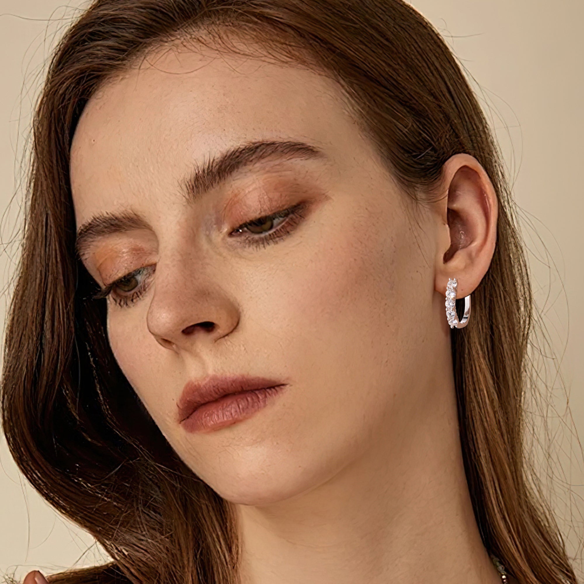 5-Stone Moissanite Huggie Hoop Earrings