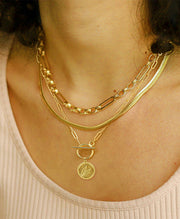 Toggle Coin Paperclip Link Chain Necklace