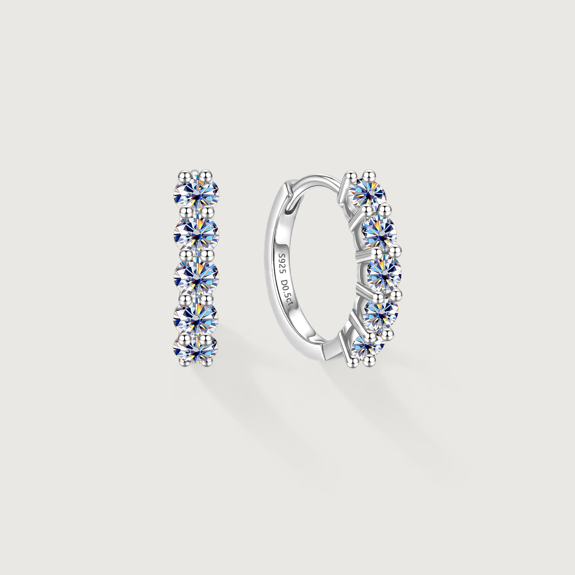 5-Stone Moissanite Huggie Hoop Earrings
