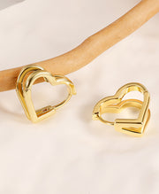 Double Heart Huggie Hoop Earrings