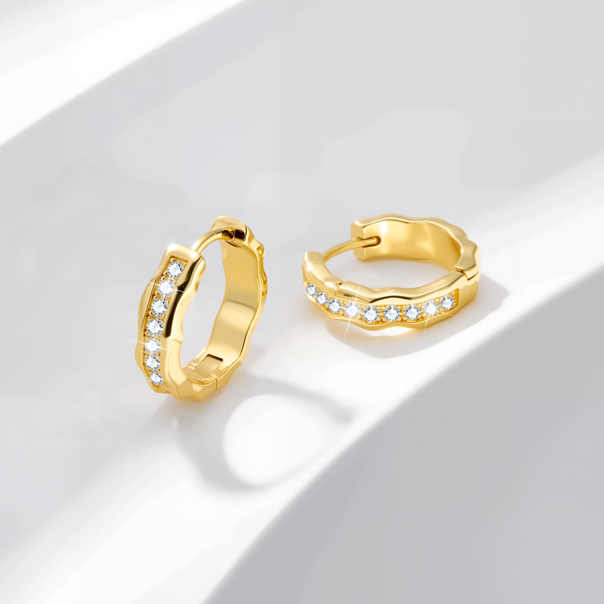 Wave Tennis Huggie Hoop Earrings