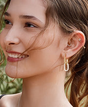 Two-Tone Crossover CZ Earrings