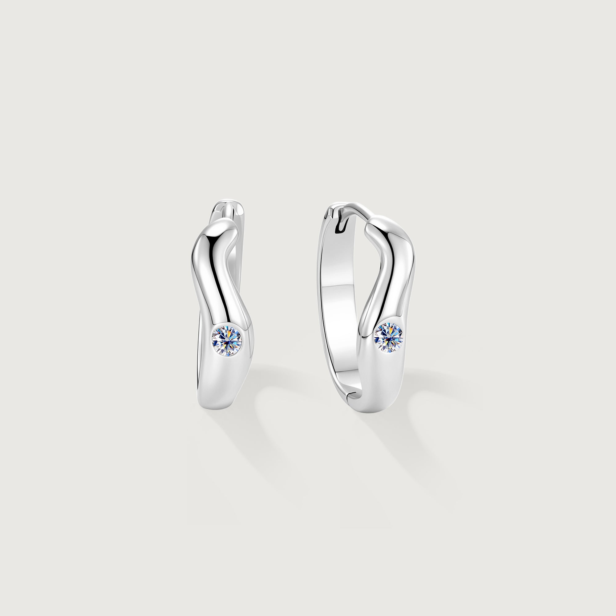 Flowline Bezel Moissanite Fluid Hoop Earrings