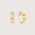 Flowline Textured Huggie Hoop Earrings in 14K Gold-Tone – Close-Fitting Wavy Ridge Design