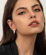 Sleek Oblong Huggie Hoop Earrings