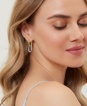 Two Tone Square Paperclip Drop Earrings