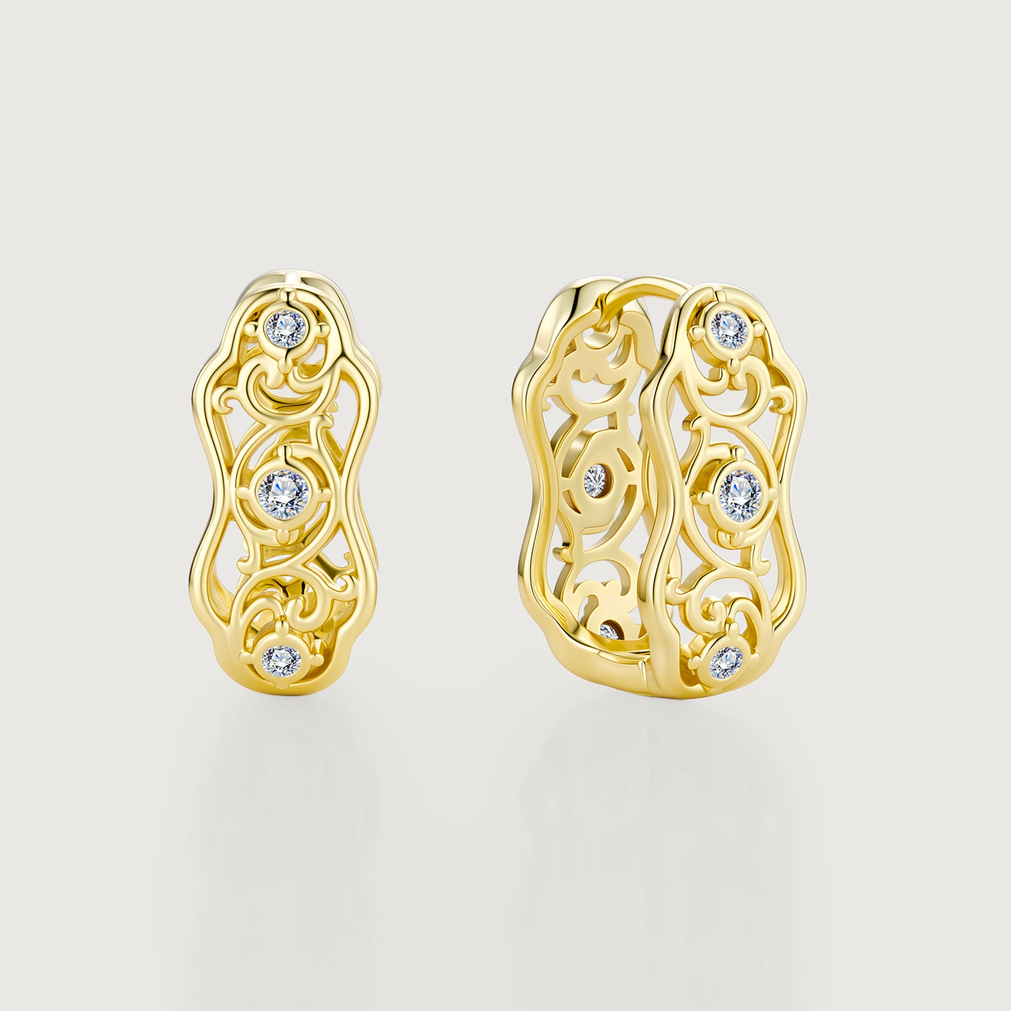 Linework Filigree Vine Hoop Earrings