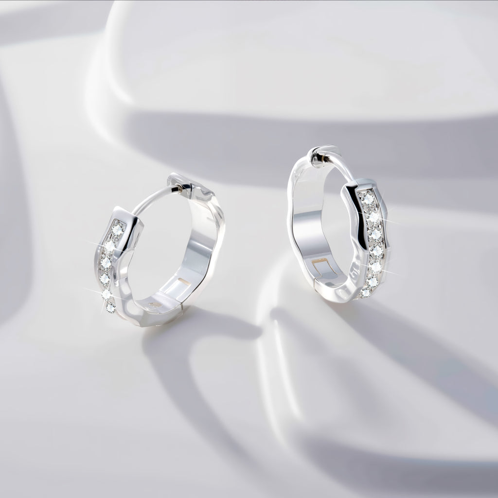 Wave Tennis Huggie Hoop Earrings