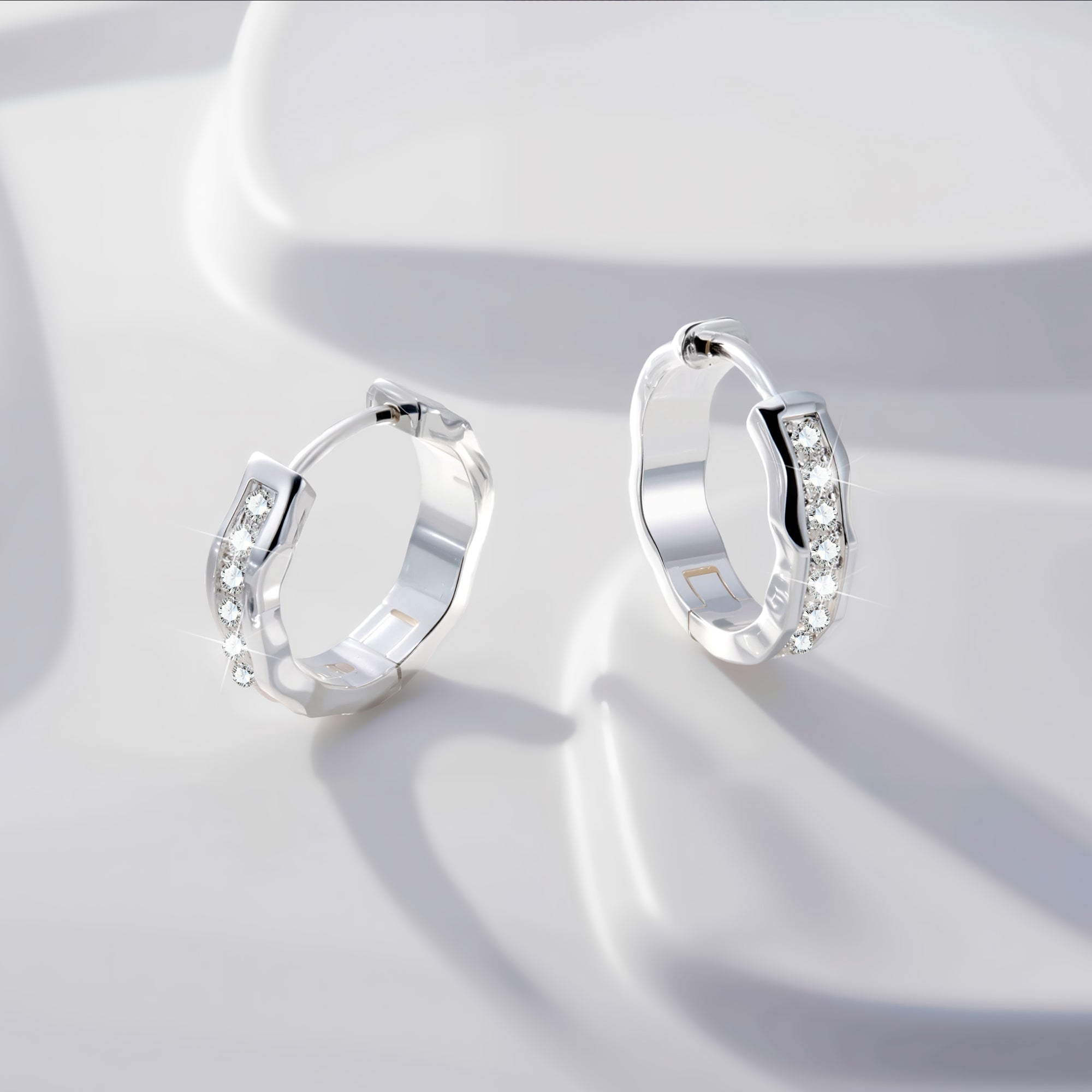 Wave Tennis Huggie Hoop Earrings
