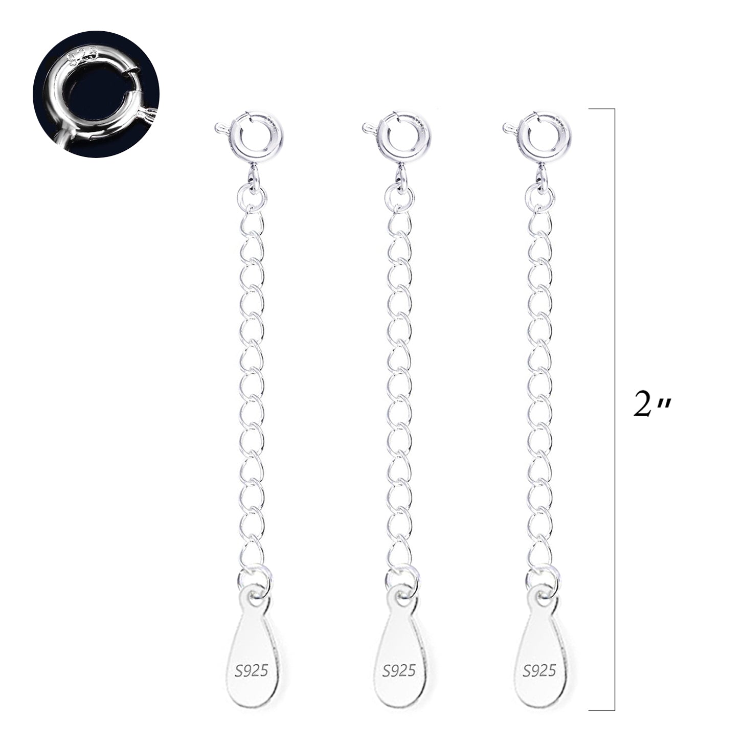 Teardrop Chain Necklace Extender Set - 2 Inch
