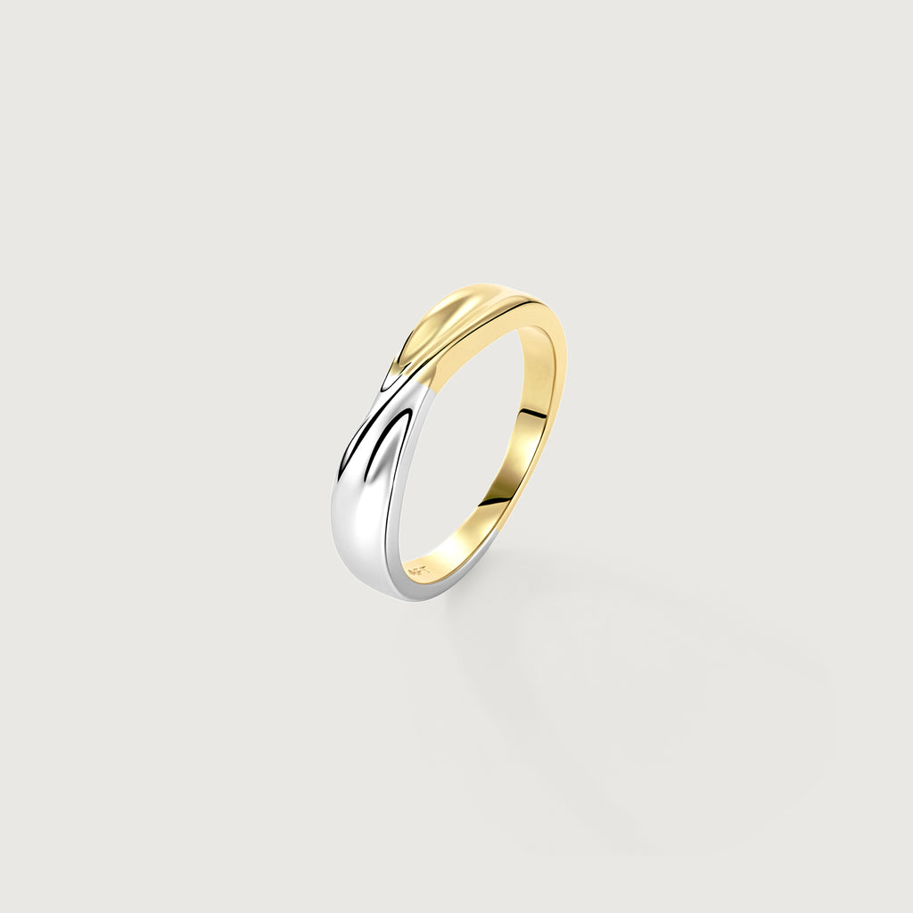 Flowline Two-Tone Wave Stackable Band Ring