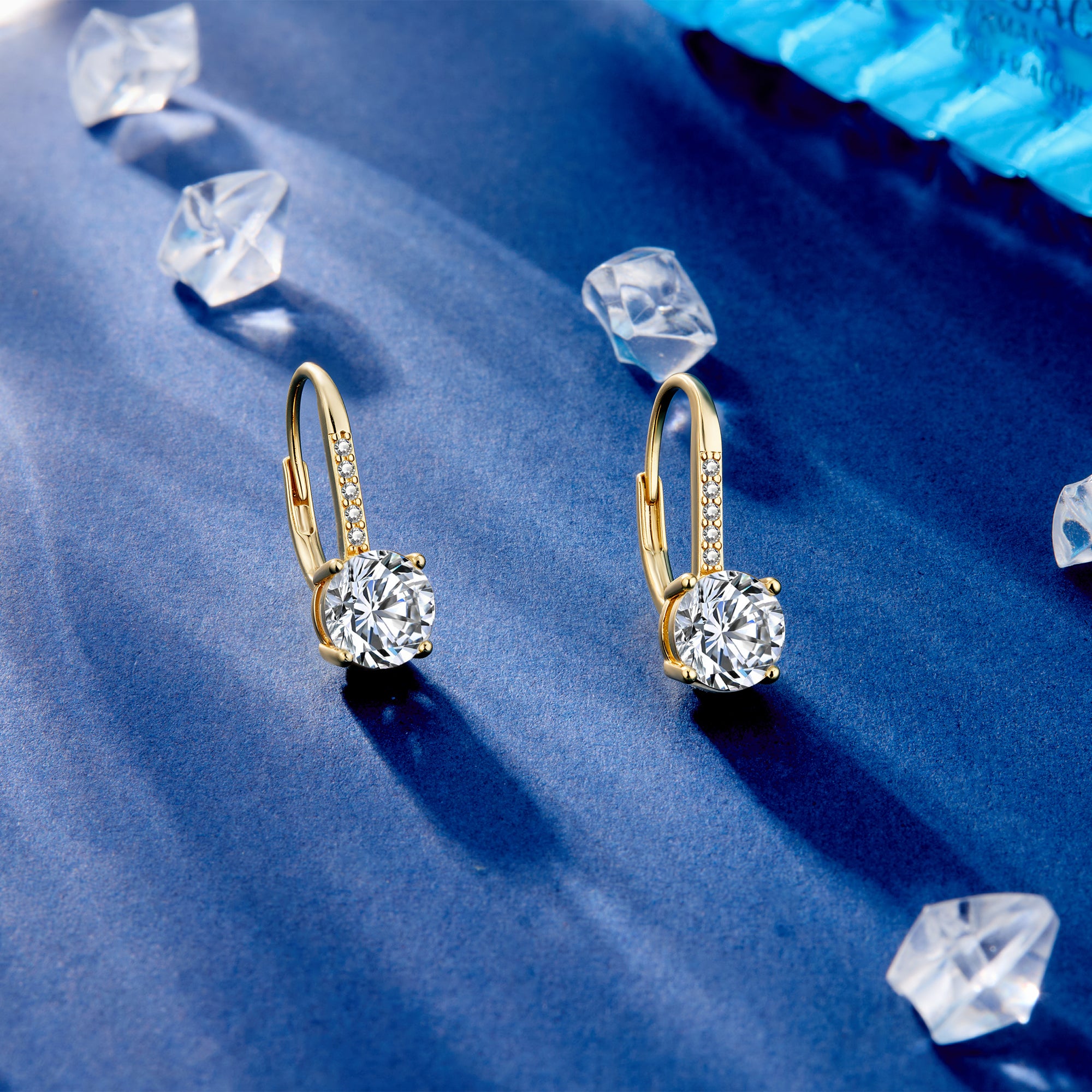 Round Moissanite Leverback Drop Earrings