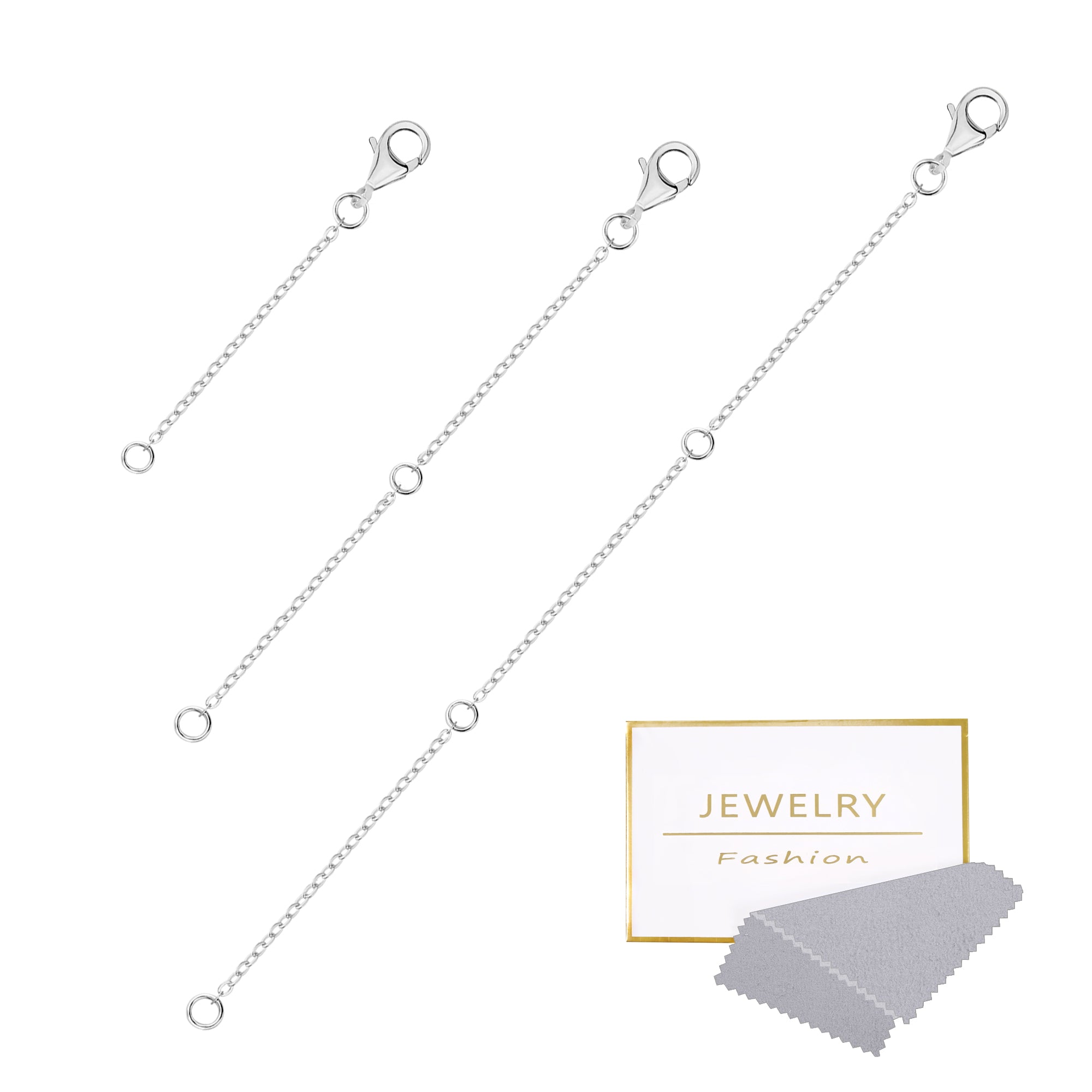 Flat Cross Chain Necklace Extender Set - 2, 4 & 6 Inch