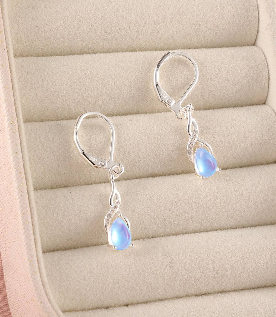 Long Blue Teardrop Drop Earrings