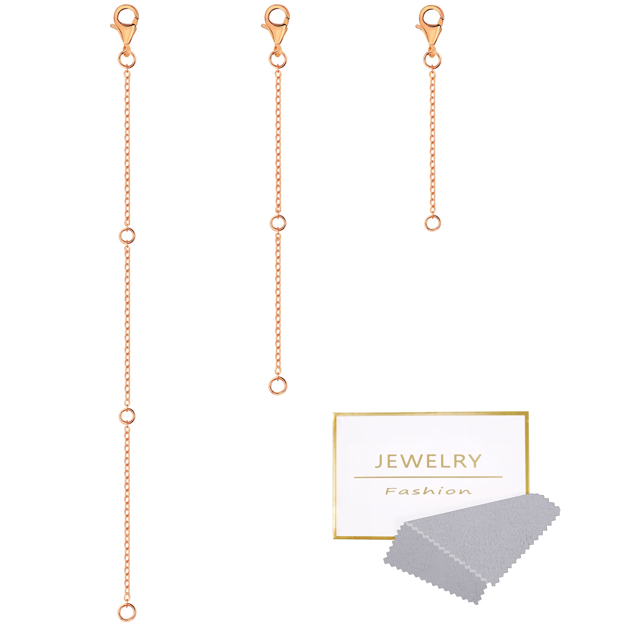Flat Cross Chain Necklace Extender Set - 2, 4 & 6 Inch