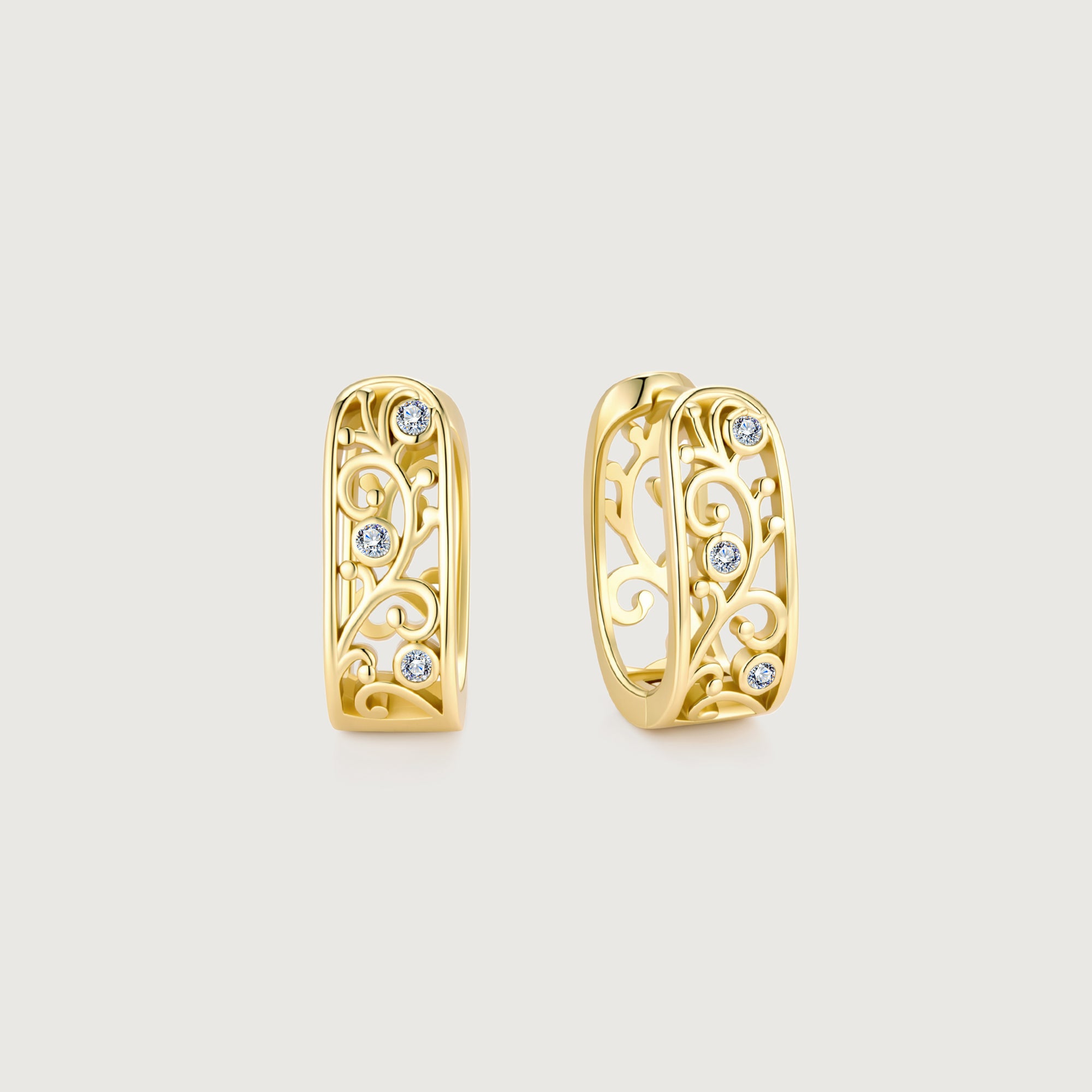 Linework U-Shaped Scroll Huggie Hoop Earrings