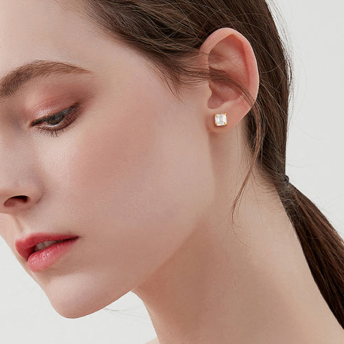 Asscher Cut Moissanite Stud Earrings