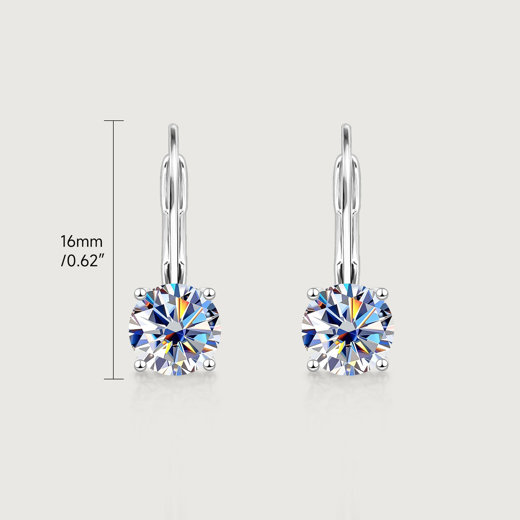Earrings Solitaire Moissanite Leverback Drop Earrings