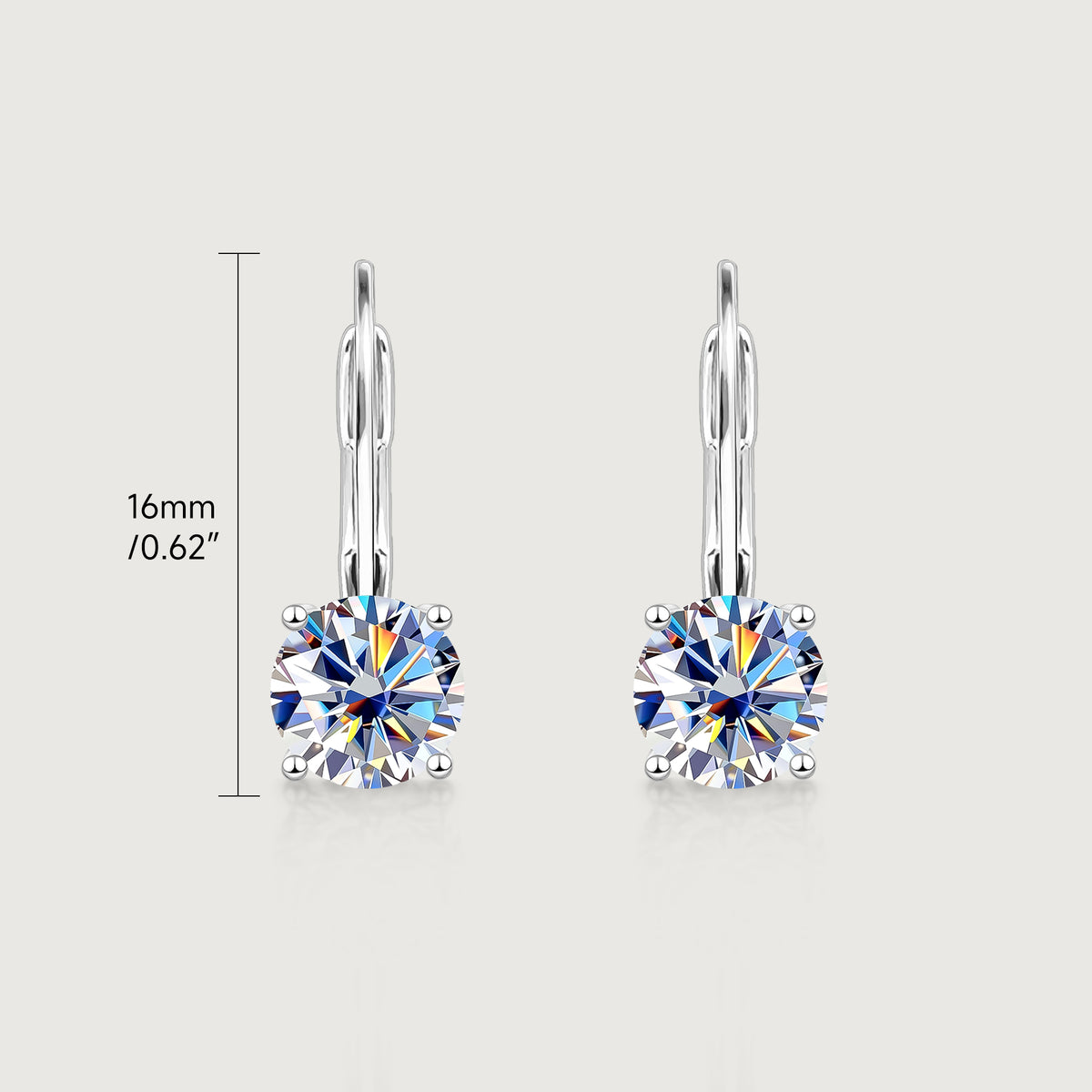 Earrings Solitaire Moissanite Leverback Drop Earrings