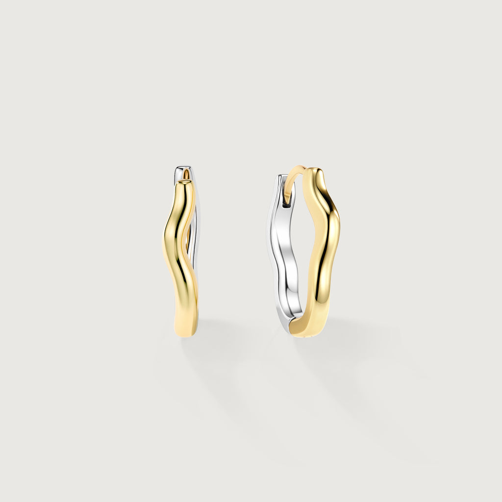 Flowline Two-Tone Wave Hoop Earrings