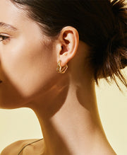 Double Heart Huggie Hoop Earrings