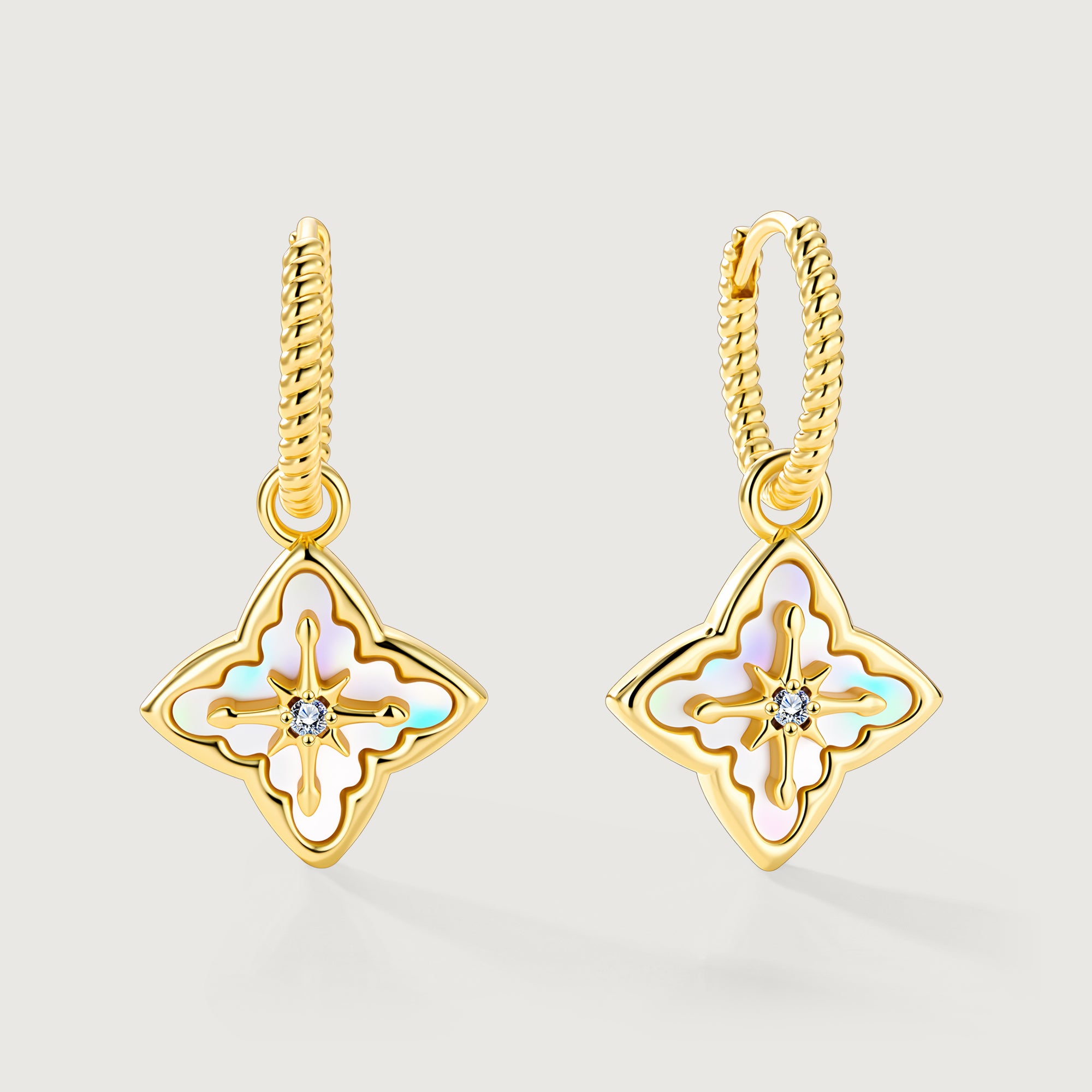 Shellstar Mother-of-Pearl Clover Star Drop Earrings