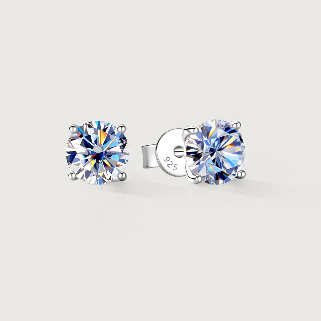 Moissanite Sterling Silver Stud Earrings