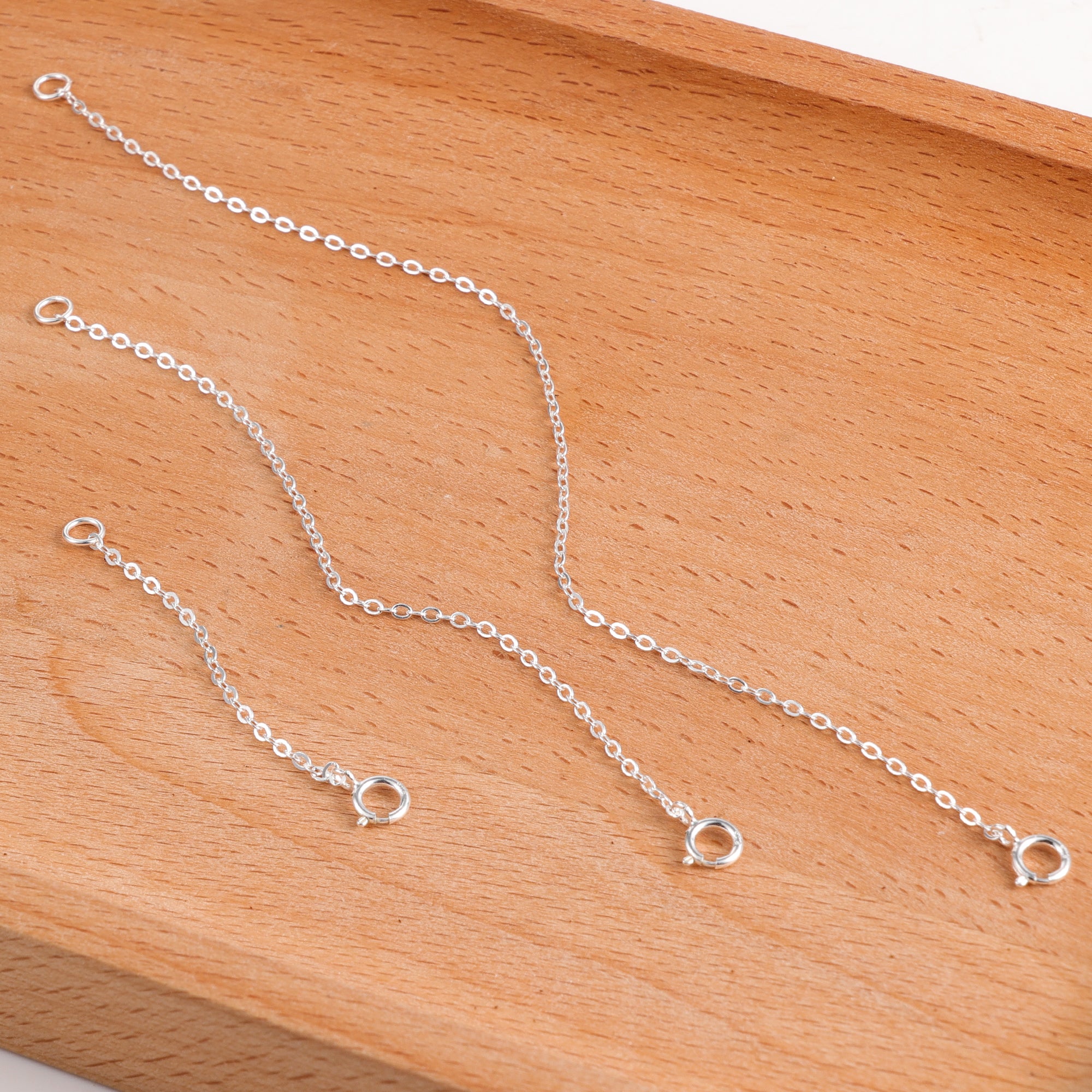 Silver Necklace Extender Chain Set - 2, 4 & 6 Inch