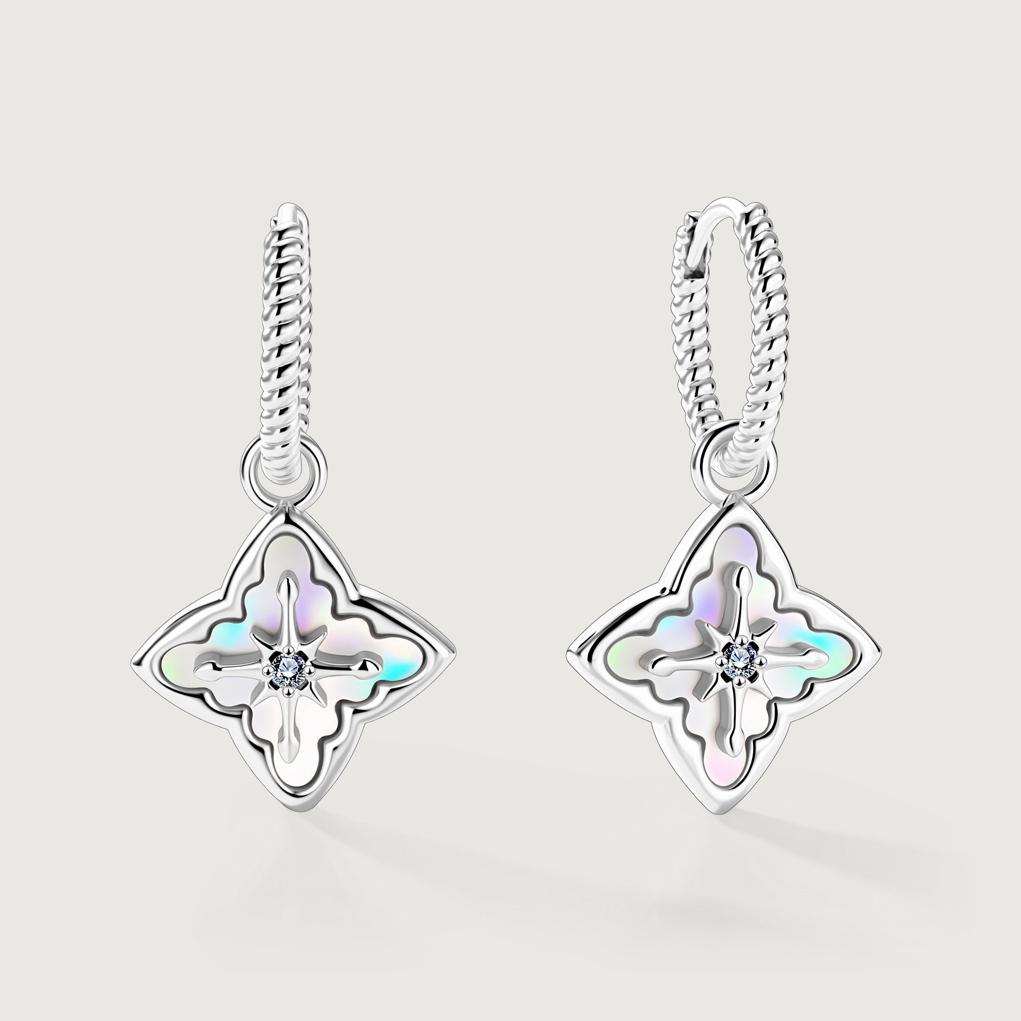 Shellstar Mother-of-Pearl Clover Star Drop Earrings