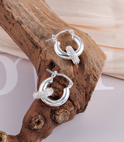 CZ Chunky Huggie Drop Earrings