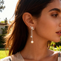 Blooming Flora Pearl Drop Stud Earrings