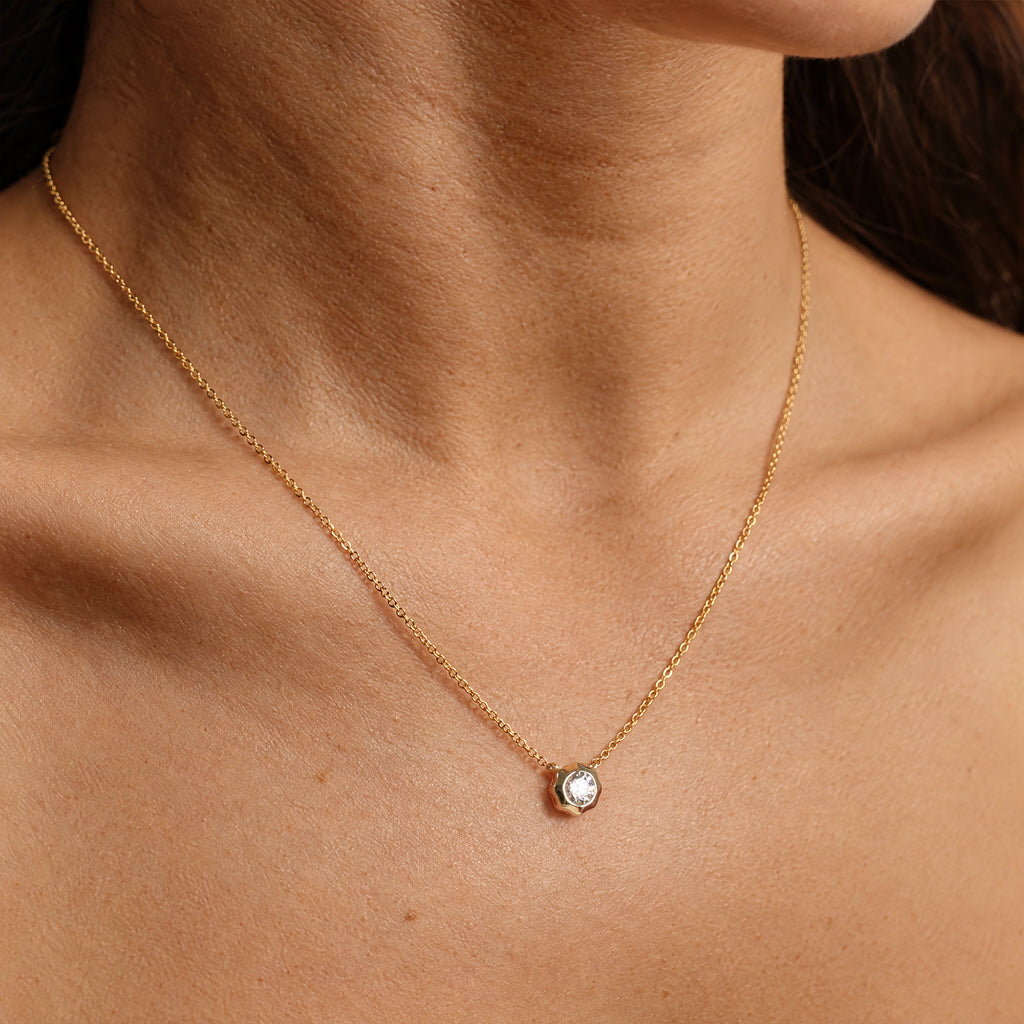 Necklace Still Light Sterling Silver Bezel Moissanite Choker Necklace