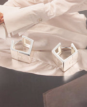 Minimalist Thick Triangle Hoop Earrings