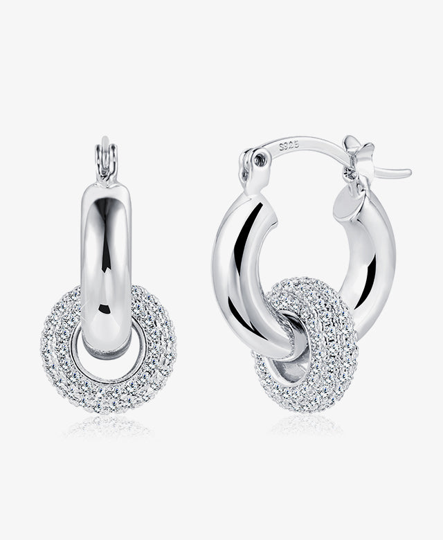 CZ Chunky Huggie Drop Earrings