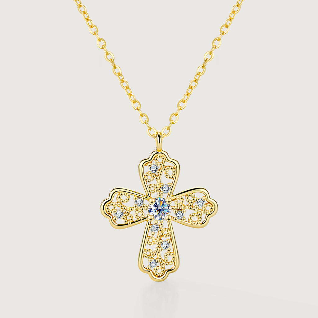 Linework Filigree Cross Pendant Necklace